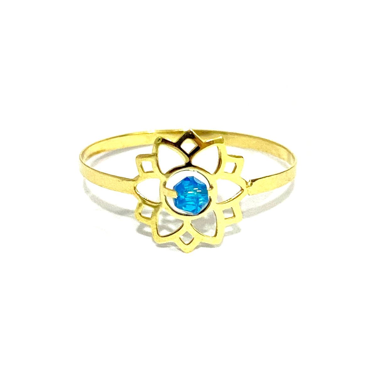 18K Pure Gold Elegant Flower w/ Zircon Stone Design Ring
