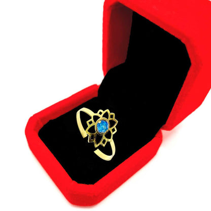 18K Solid Gold Elegant Flower w/ Zircon Stone Design Ring | Gold | 18K Gold Jewelry