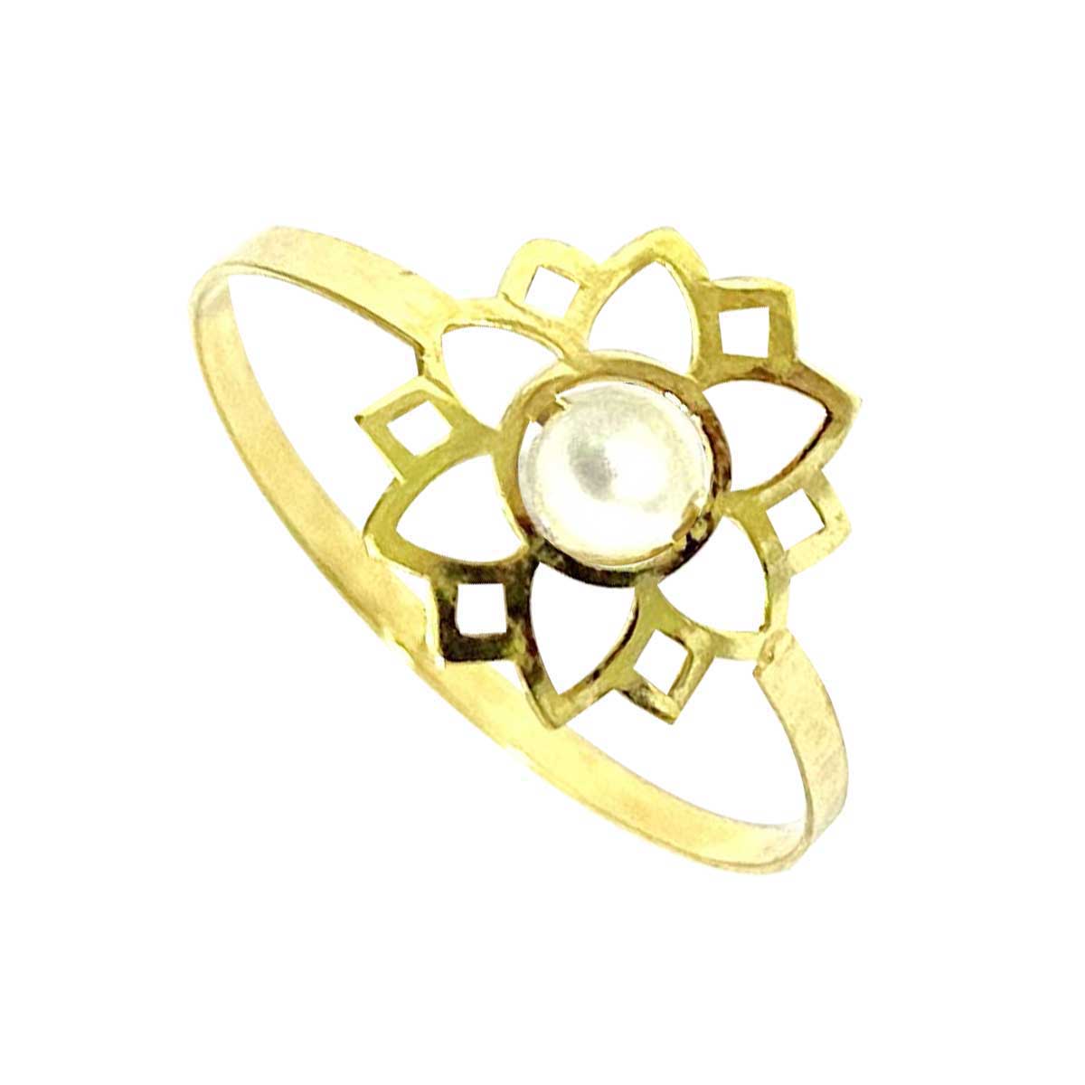 18K Pure Gold Elegant Flower w/ Zircon Stone Design Ring | Ring | 18K Gold Jewelry
