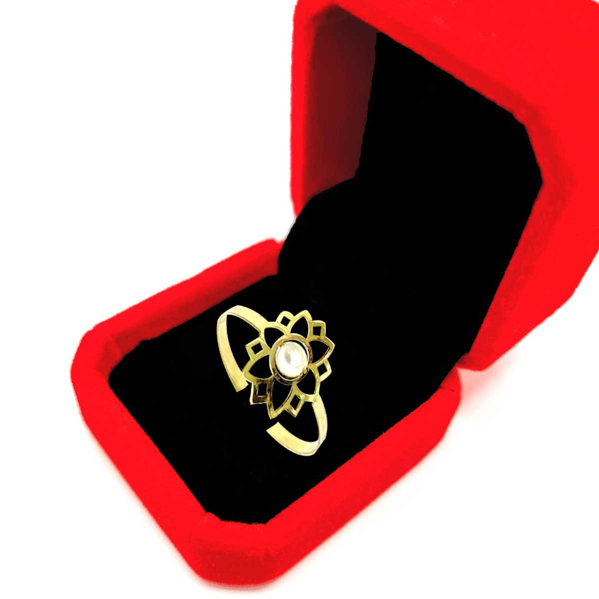18K Pure Gold Elegant Flower w/ Zircon Stone Design Ring | Ring | 18K Gold Jewelry