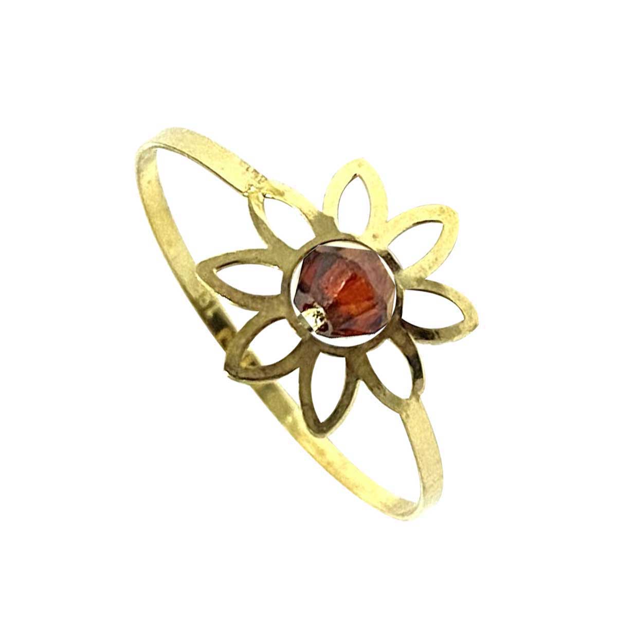 18K Solid Gold Elegant Flower w/ Zircon Stone Design