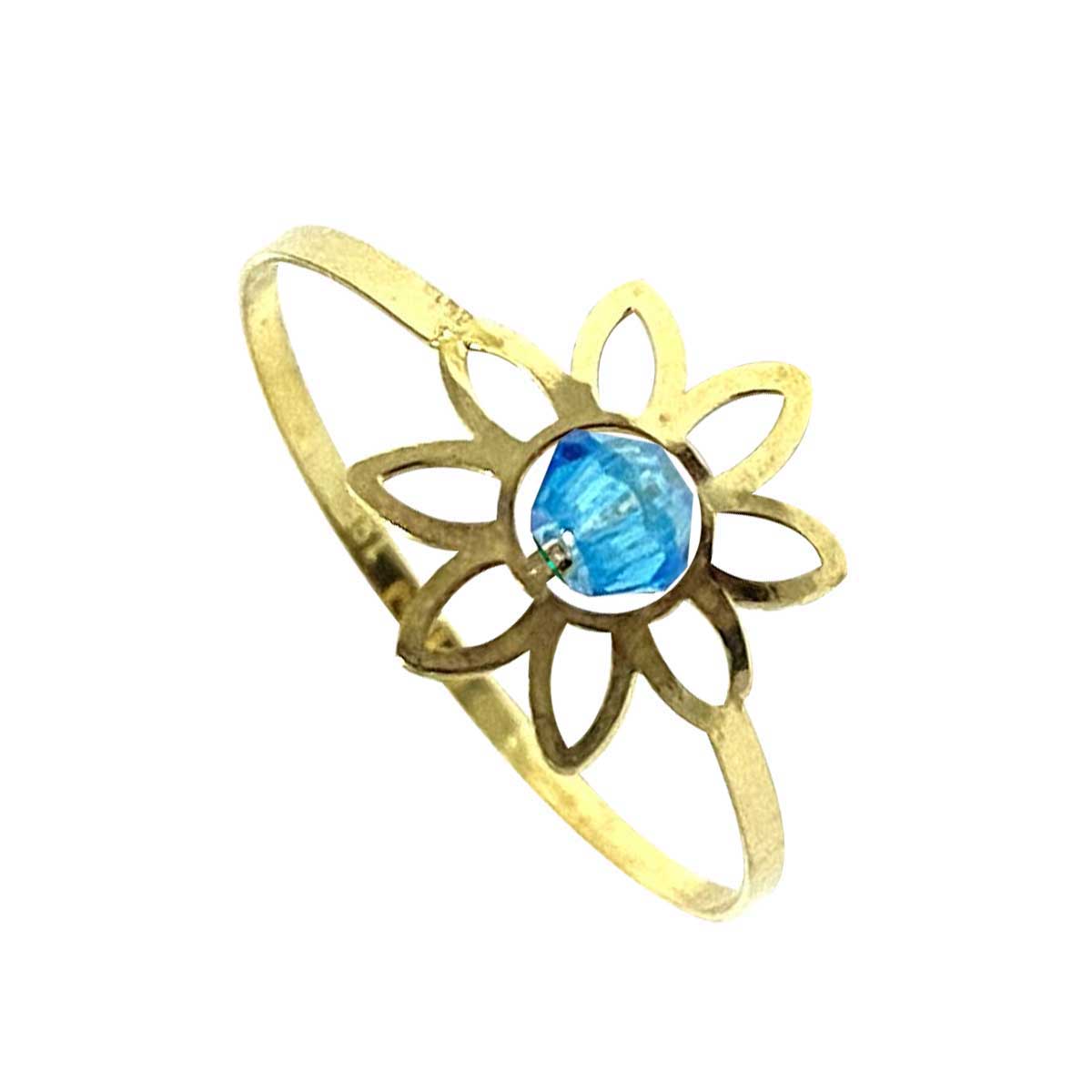 18K Pure Gold Elegant Flower w/ Zircon Stone Design Ring | Ring | 18K Gold Jewelry