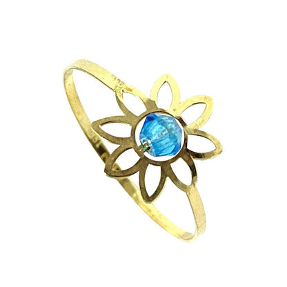 18K Pure Gold Elegant Flower w/ Zircon Stone Design Ring | Ring | 18K Gold Jewelry