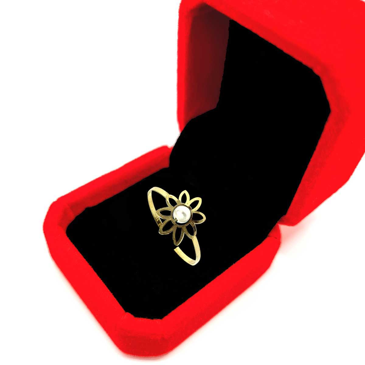 18K Pure Gold Elegant Flower w/ Zircon Stone Design Ring | Ring | 18K Gold Jewelry