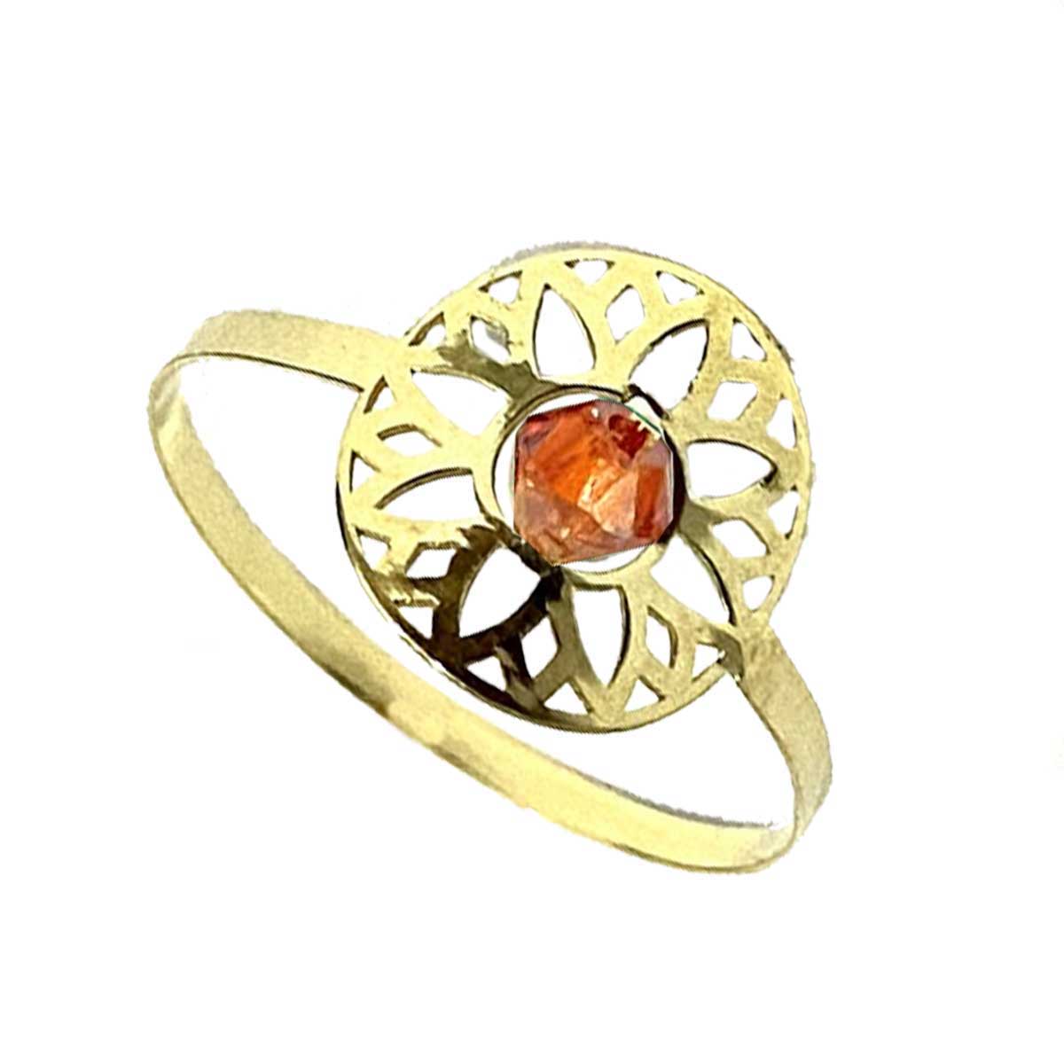 18K Solid Gold Elegant Flower w/ Zircon Stone Design Ring