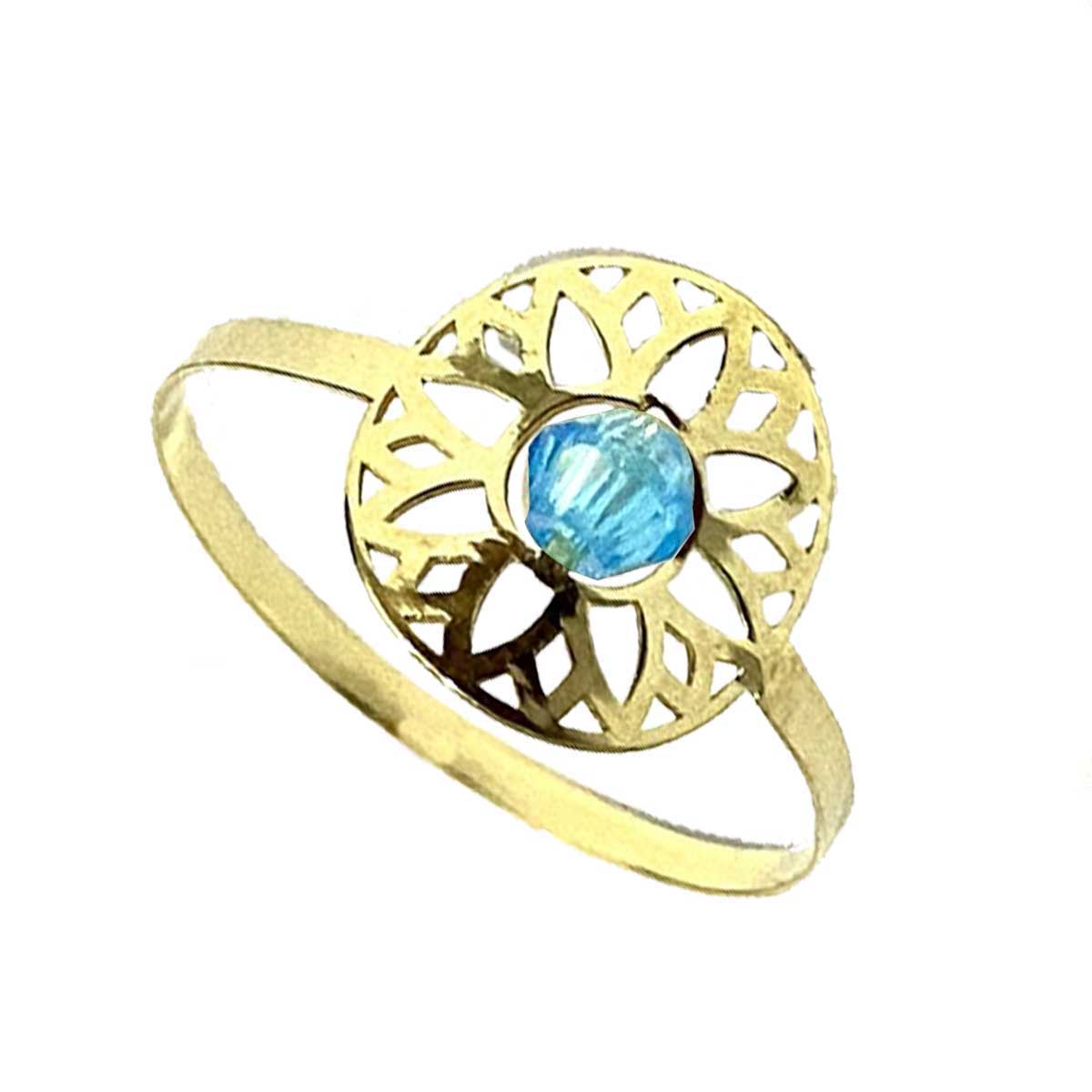 18K Pure Gold Elegant Flower w/ Zircon Stone Design Ring | Ring | 18K Gold Jewelry