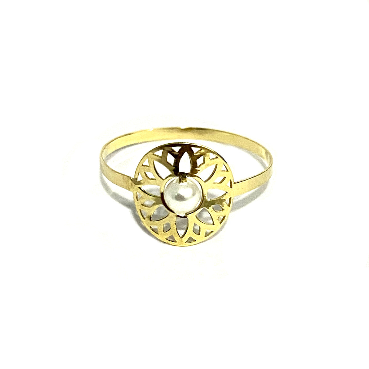 18K Pure Gold Elegant Flower w/ Zircon Stone Design Ring | Ring | 18K Gold Jewelry