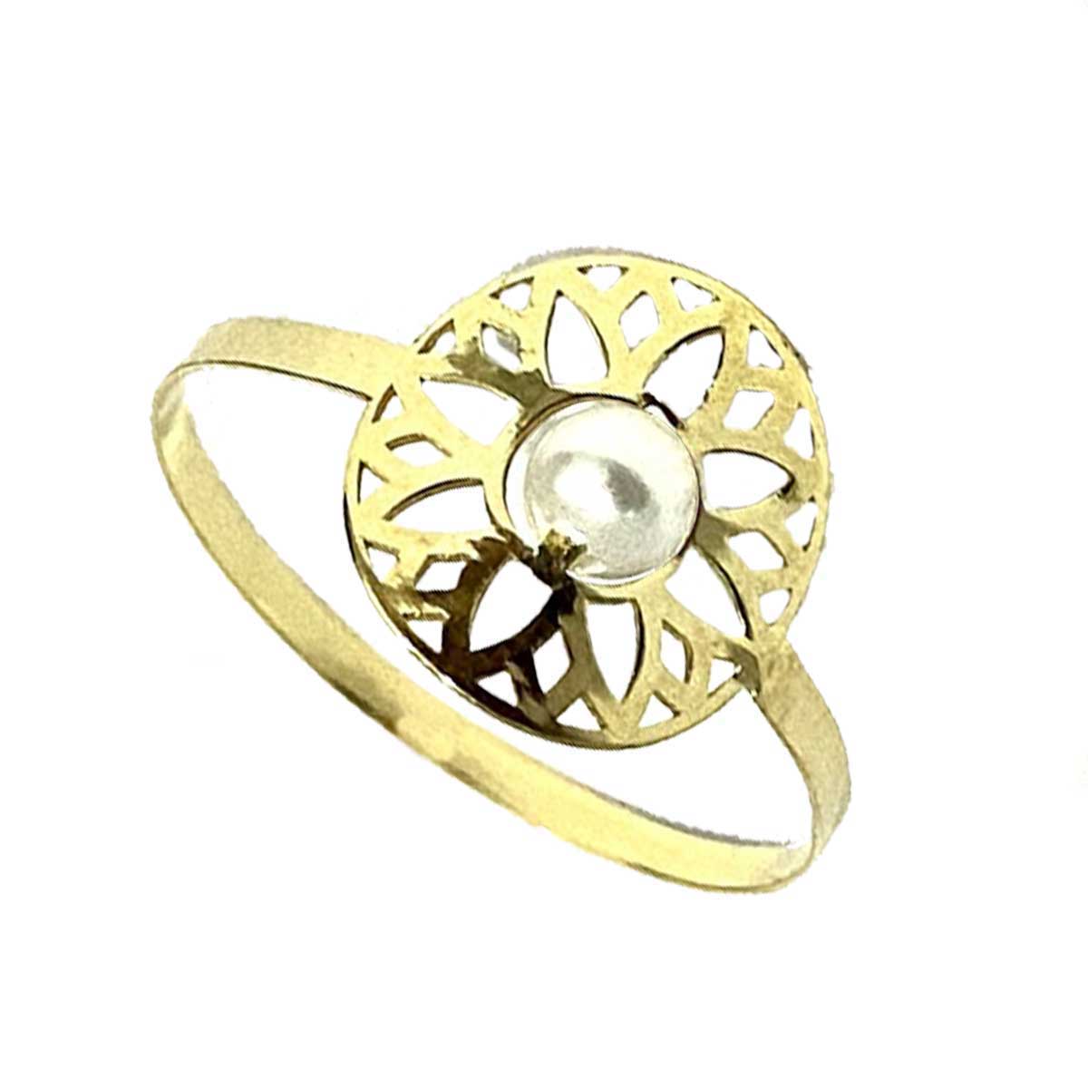 18K Pure Gold Elegant Flower w/ Zircon Stone Design Ring | Ring | 18K Gold Jewelry