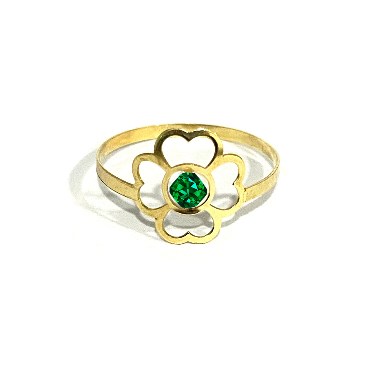 18K Solid Gold Elegant Flower w/ Zircon Stone Design Ring in UAE