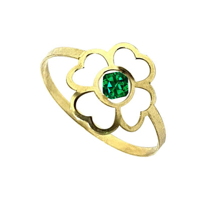 18K Pure Gold Elegant Flower w/ Zircon Stone Design Ring | Ring | 18K Gold Jewelry