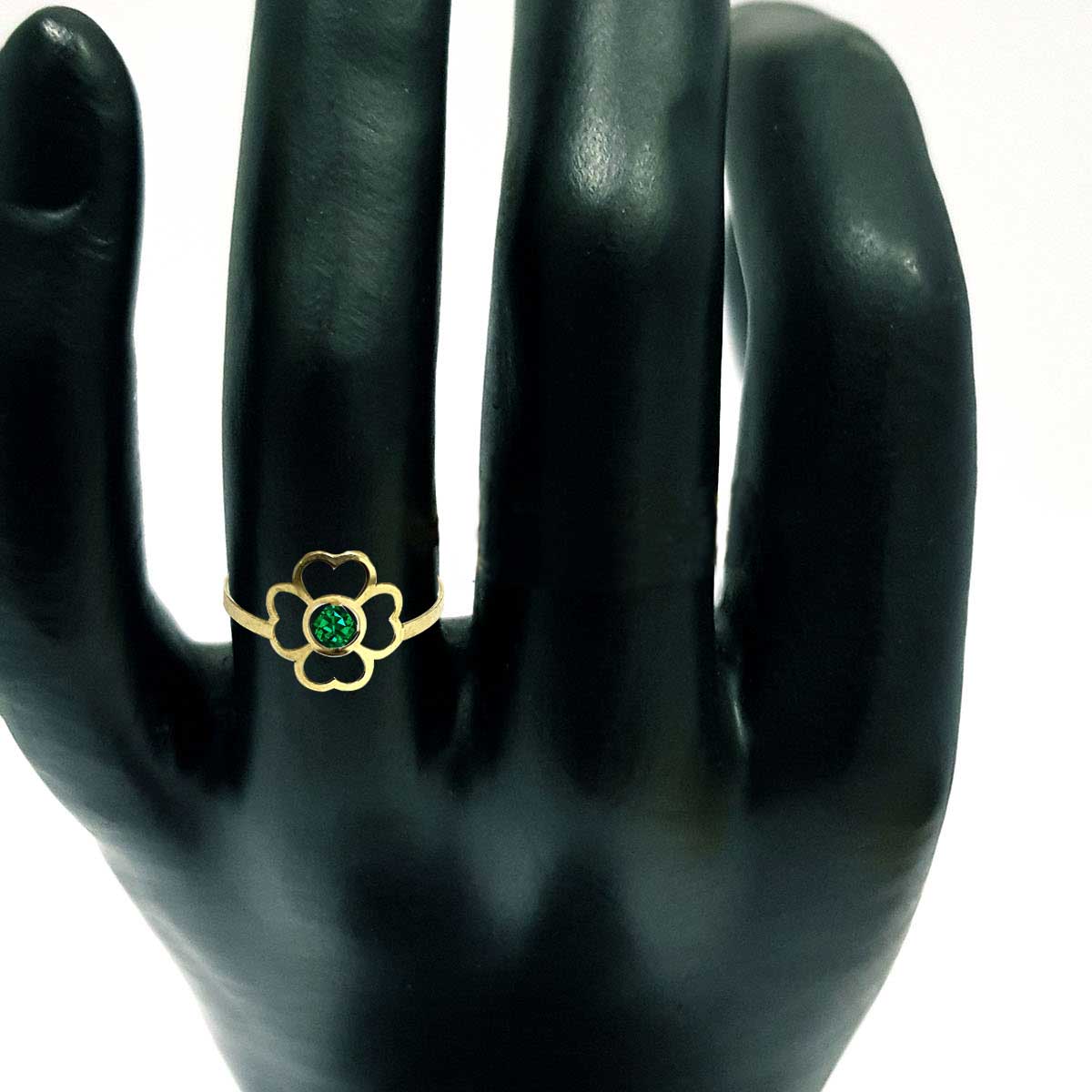 18K Pure Gold Elegant Flower w/ Zircon Stone Design Ring | Ring | 18K Gold Jewelry