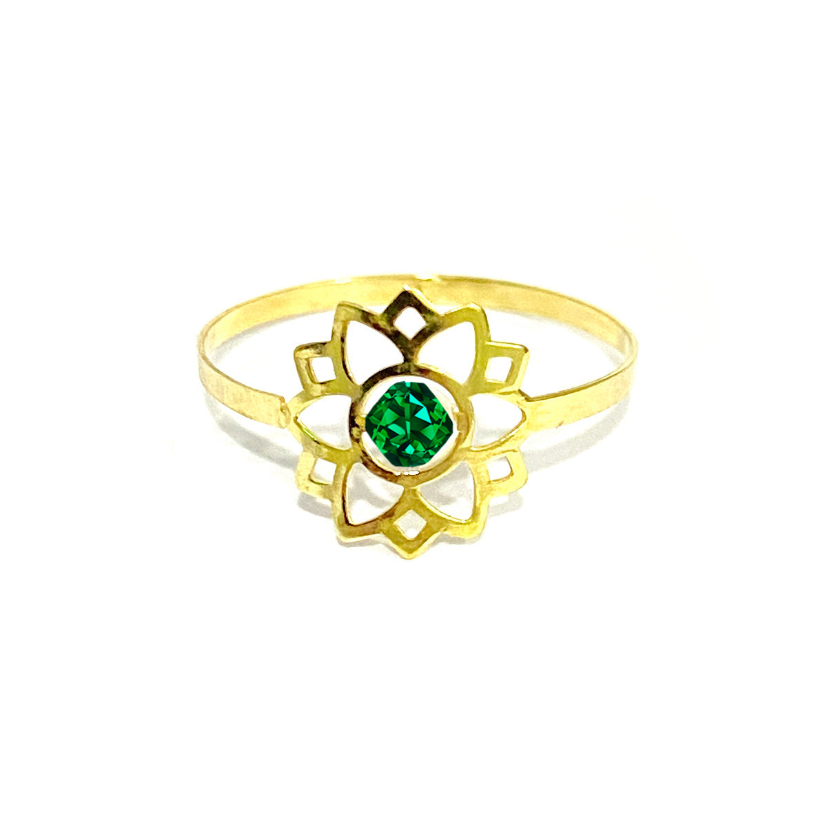 18K Pure Gold Elegant Flower w/ Zircon Stone Design Ring