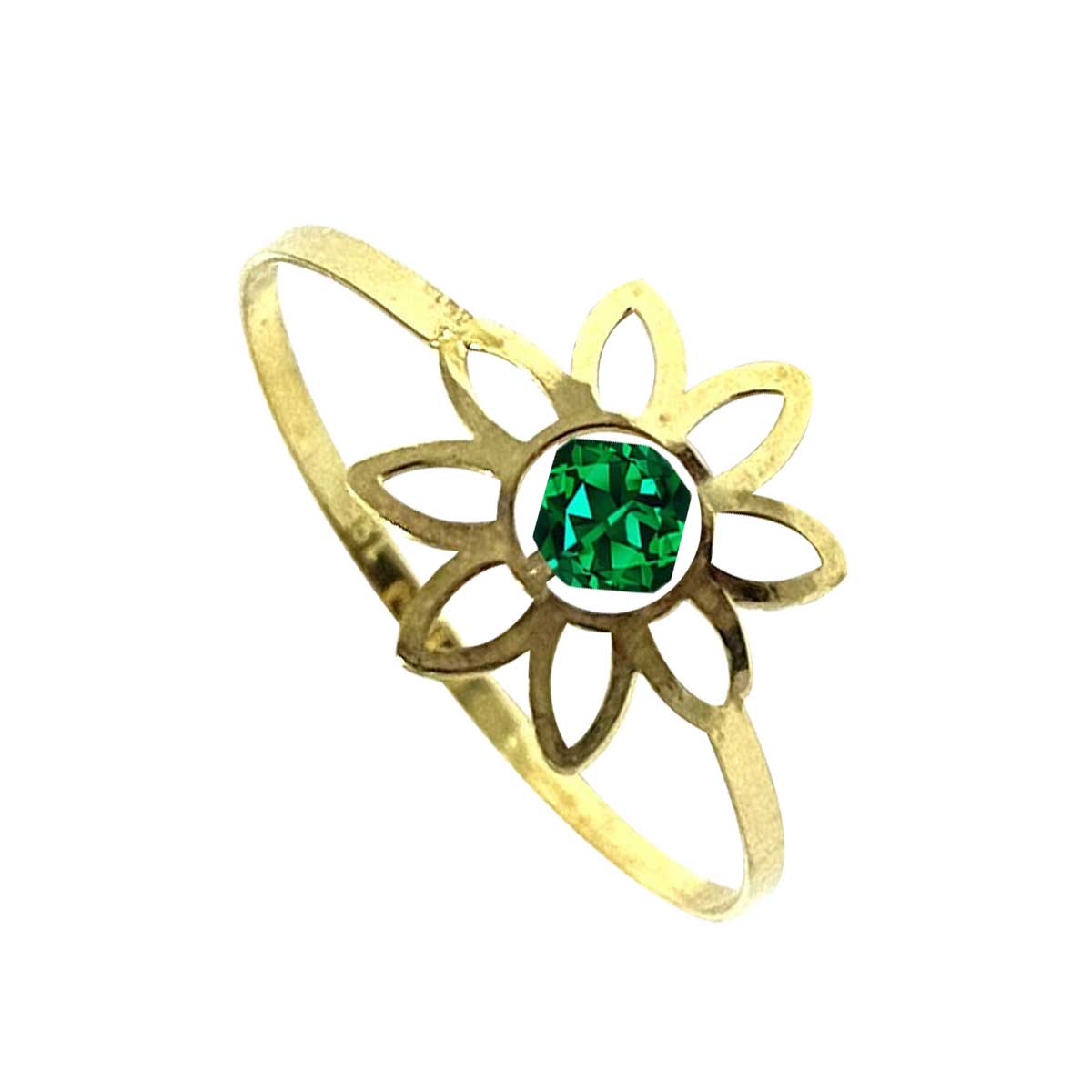 18K Solid Gold Elegant Flower w/ Zircon Stone Design Ring