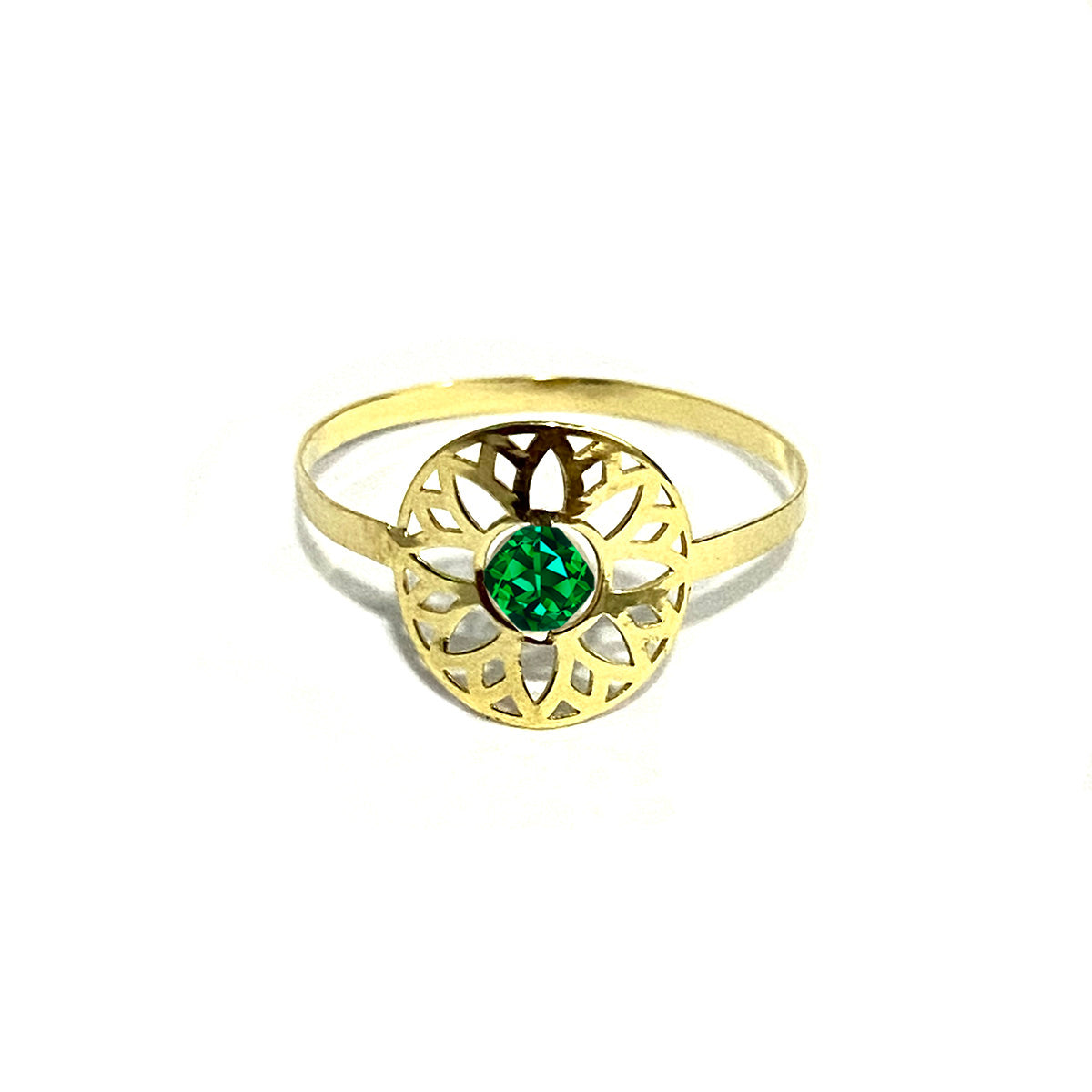 18K Pure Gold Elegant Flower w/ Zircon Stone Design Ring | Ring | 18K Gold Jewelry