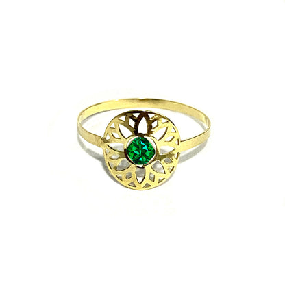 18K Pure Gold Elegant Flower w/ Zircon Stone Design Ring | Ring | 18K Gold Jewelry