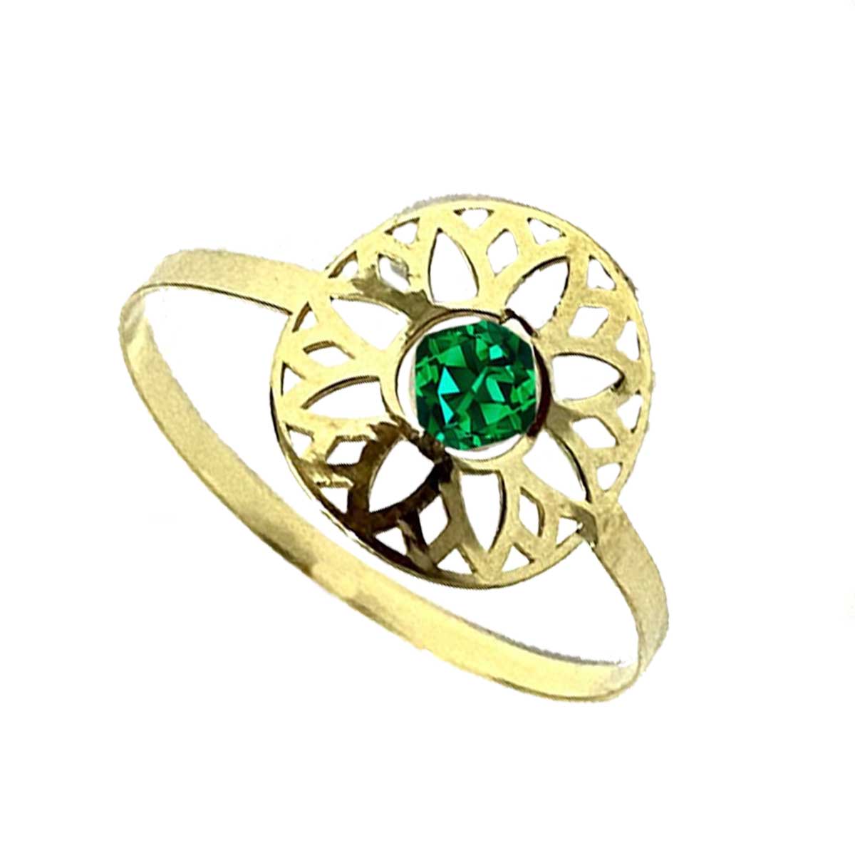 18K Pure Gold Elegant Flower w/ Zircon Stone Design Ring | Ring | 18K Gold Jewelry