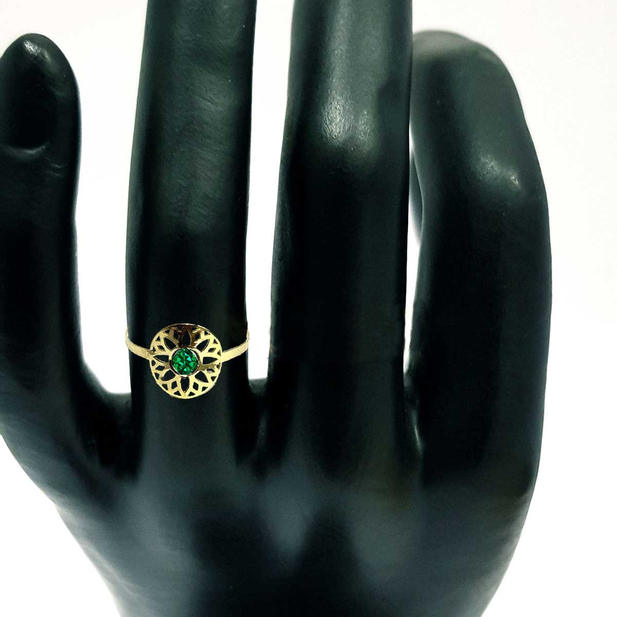 18K Pure Gold Elegant Flower w/ Zircon Stone Design Ring | Ring | 18K Gold Jewelry