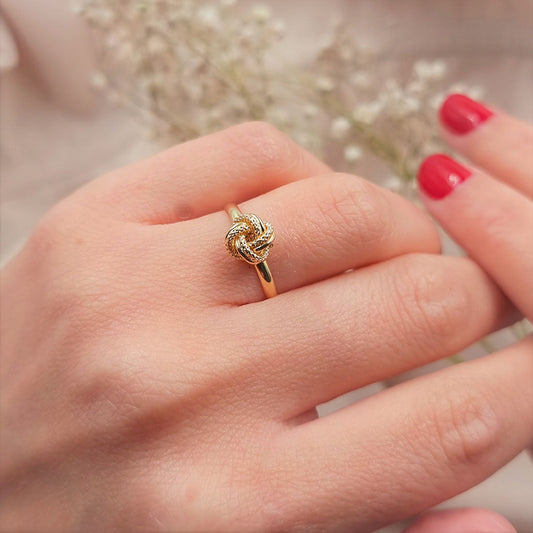 18K Pure Gold Love Knot Design Ring