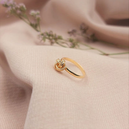 18K Pure Gold Love Knot Design Ring