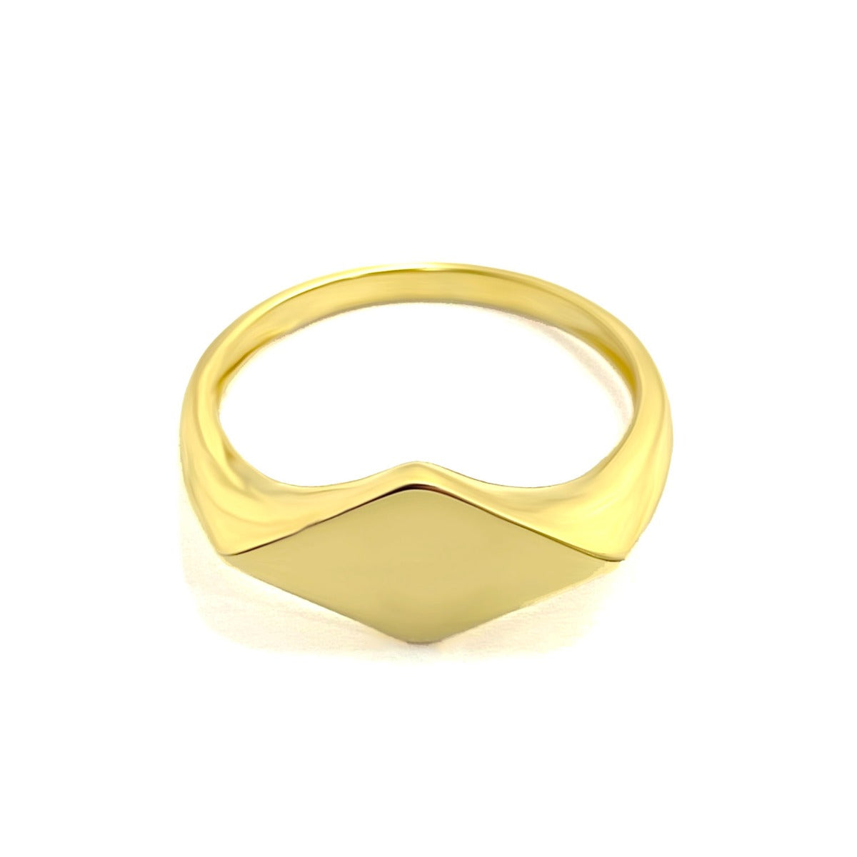 18K Solid Gold Diamond Shape Signet Design Ring | Gold | 18K Gold Jewelry
