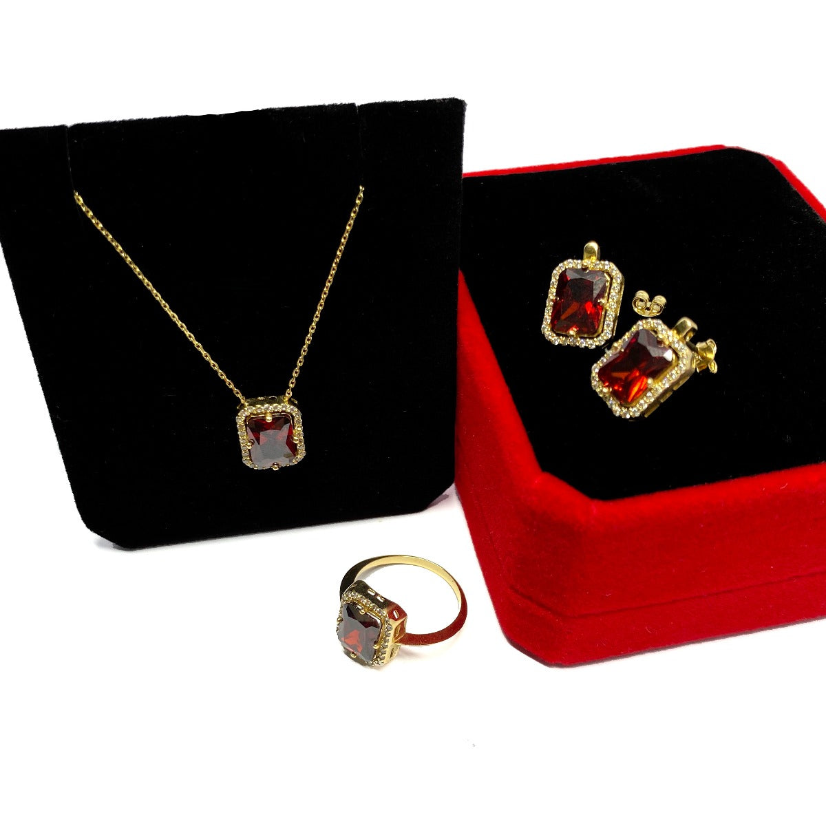 18K Pure Gold Swarski Crystals Jewelry Set