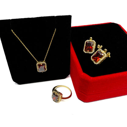 18K Pure Gold Swarski Crystals Jewelry Set