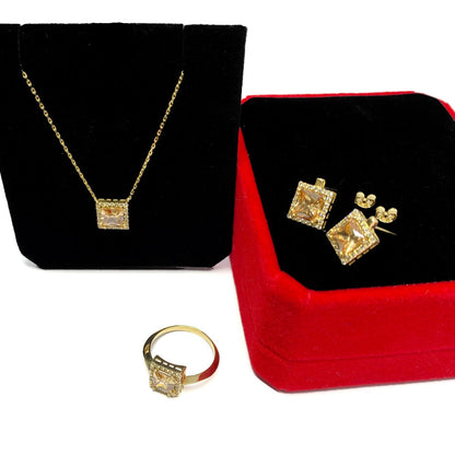 18K Pure Gold Swarski Crystals Jewelry Set