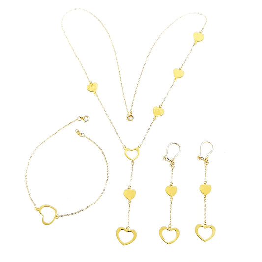 18K Pure Gold Heart Set
