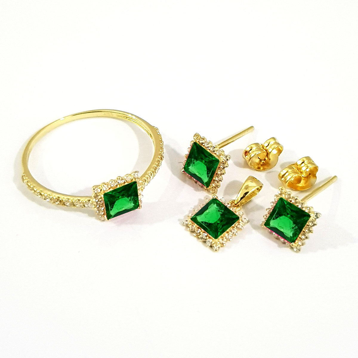 18K Pure Gold Stone Jewelry Set | Jewelry Set | 18K Gold Jewelry