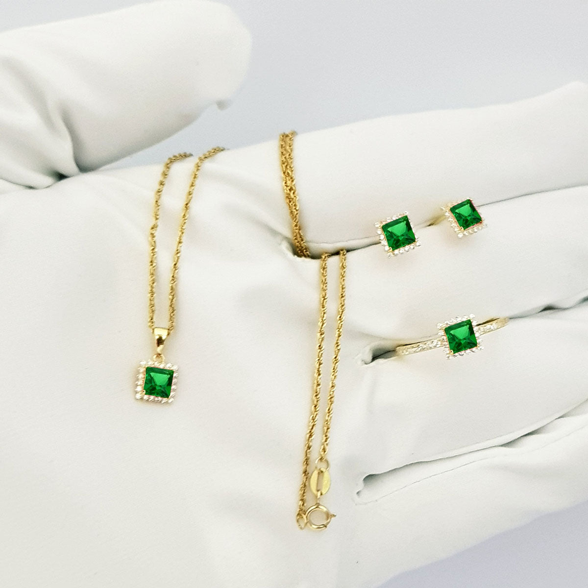 18K Pure Gold Stone Jewelry Set | Jewelry Set | 18K Gold Jewelry