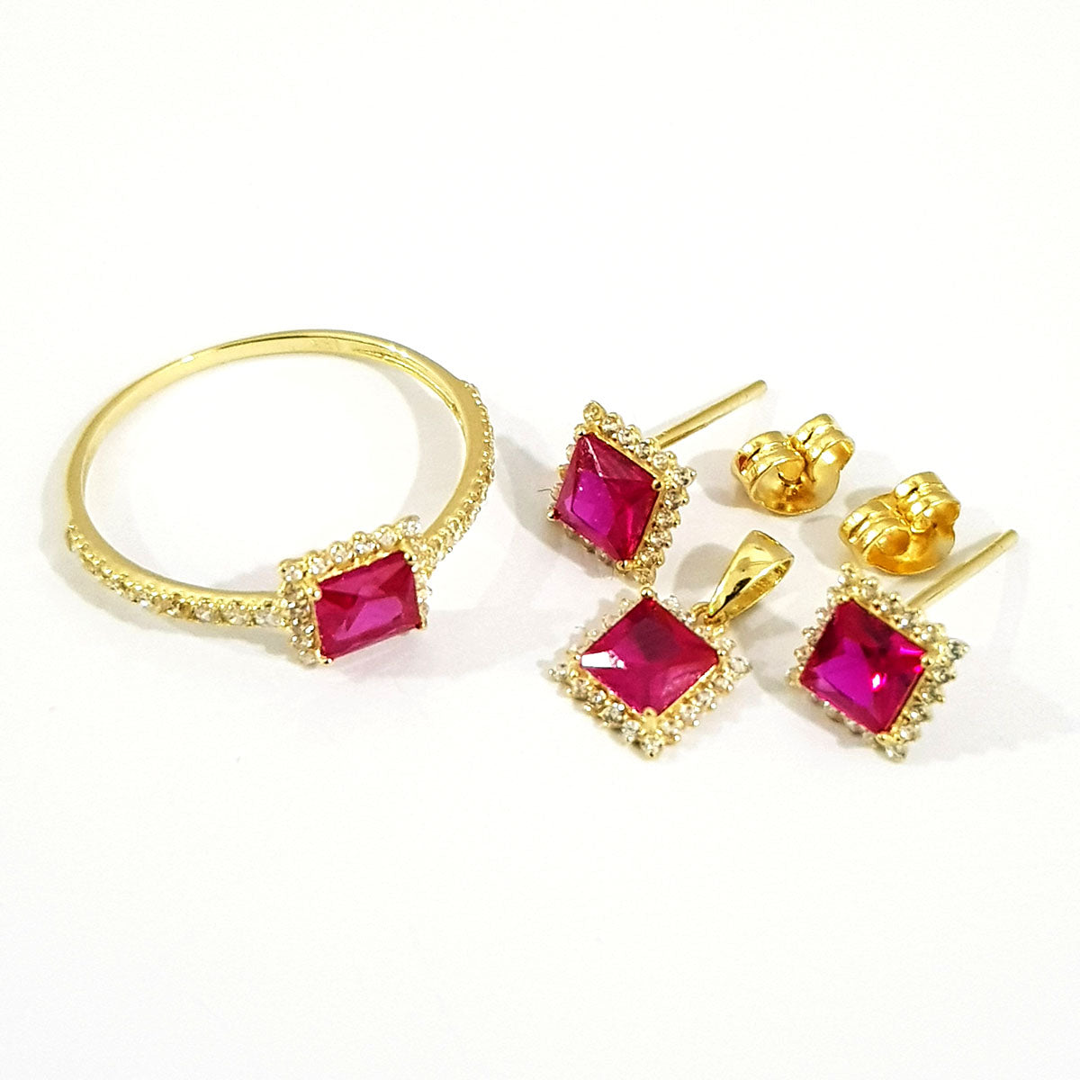 18K Pure Gold Stone Jewelry Set | Jewelry Set | 18K Gold Jewelry