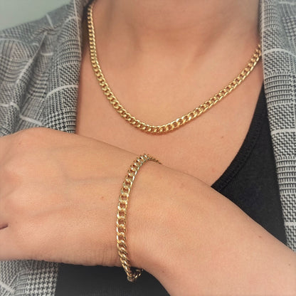 18K Pure Gold Cuban Chain Design Gold Set | Jewelry Set | 18K Gold Jewelry