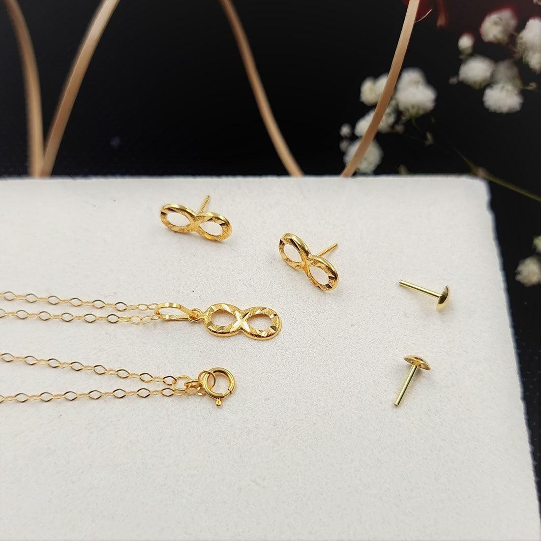 18K Pure Gold Infinity Jewelry Set | Jewelry Set | 18K Gold Jewelry