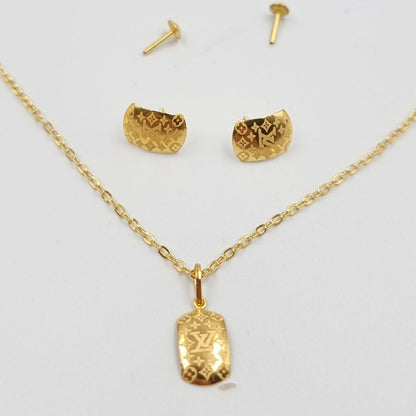 18K Pure Gold Clip Design Screw Jewelry Set | Jewelry Set | 18K Gold Jewelry