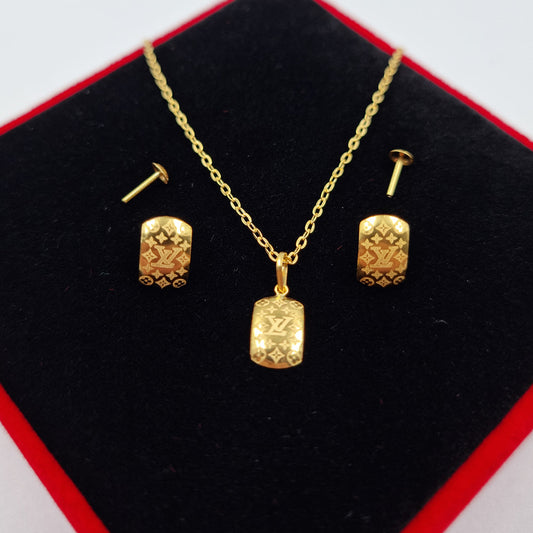 18K Pure Gold Clip Design Screw Jewelry Set | Jewelry Set | 18K Gold Jewelry