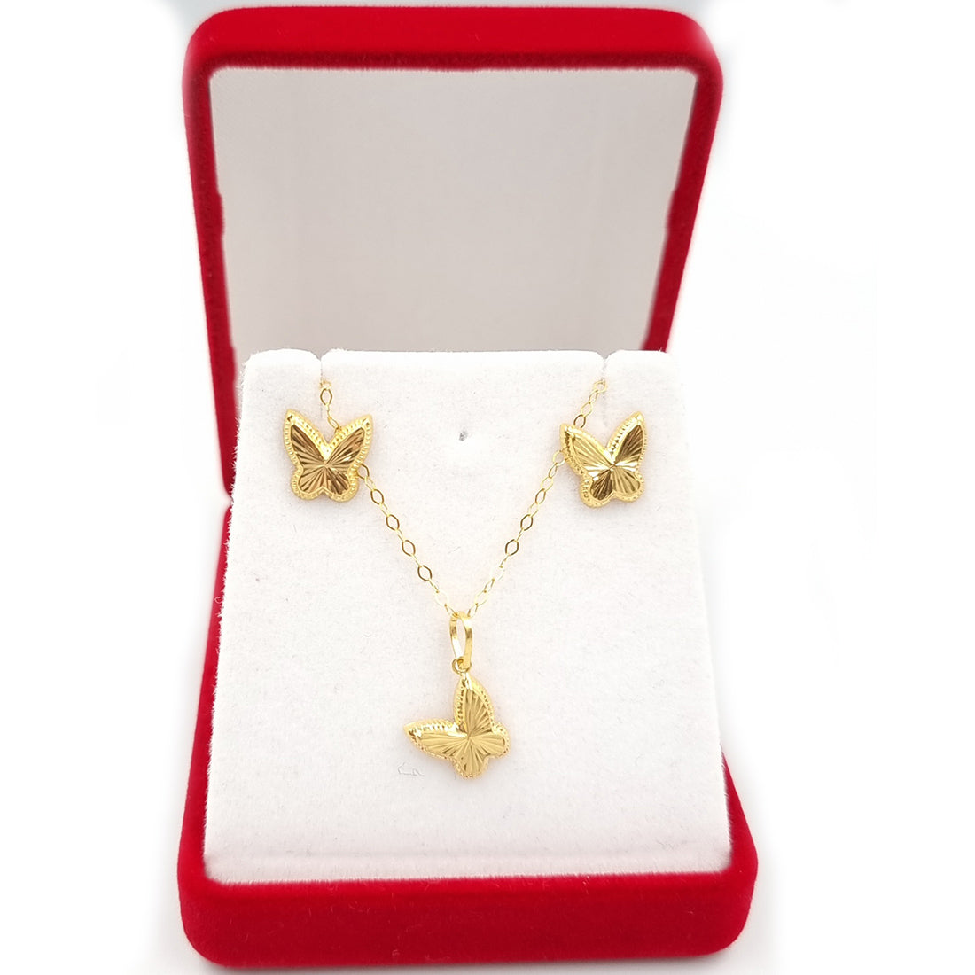 18K Pure Gold Butterfly Design Screw Jewelry Set | Jewelry Set | 18K Gold Jewelry