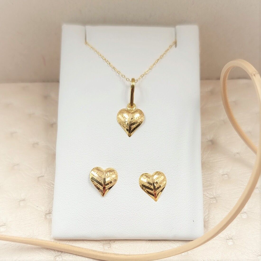 18K Pure Gold Heart Design Screw Jewelry Set | Jewelry Set | 18K Gold Jewelry