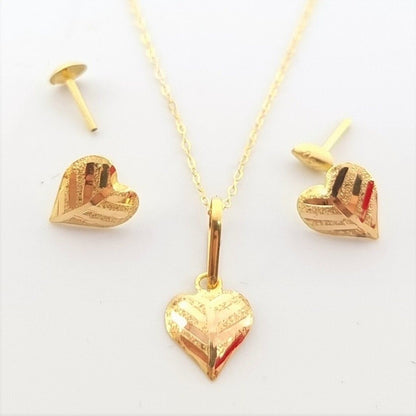 18K Pure Gold Heart Design Screw Jewelry Set | Jewelry Set | 18K Gold Jewelry