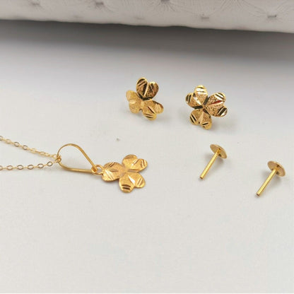 18K Pure Gold Screw Design Jewelry Set | Jewelry Set | 18K Gold Jewelry