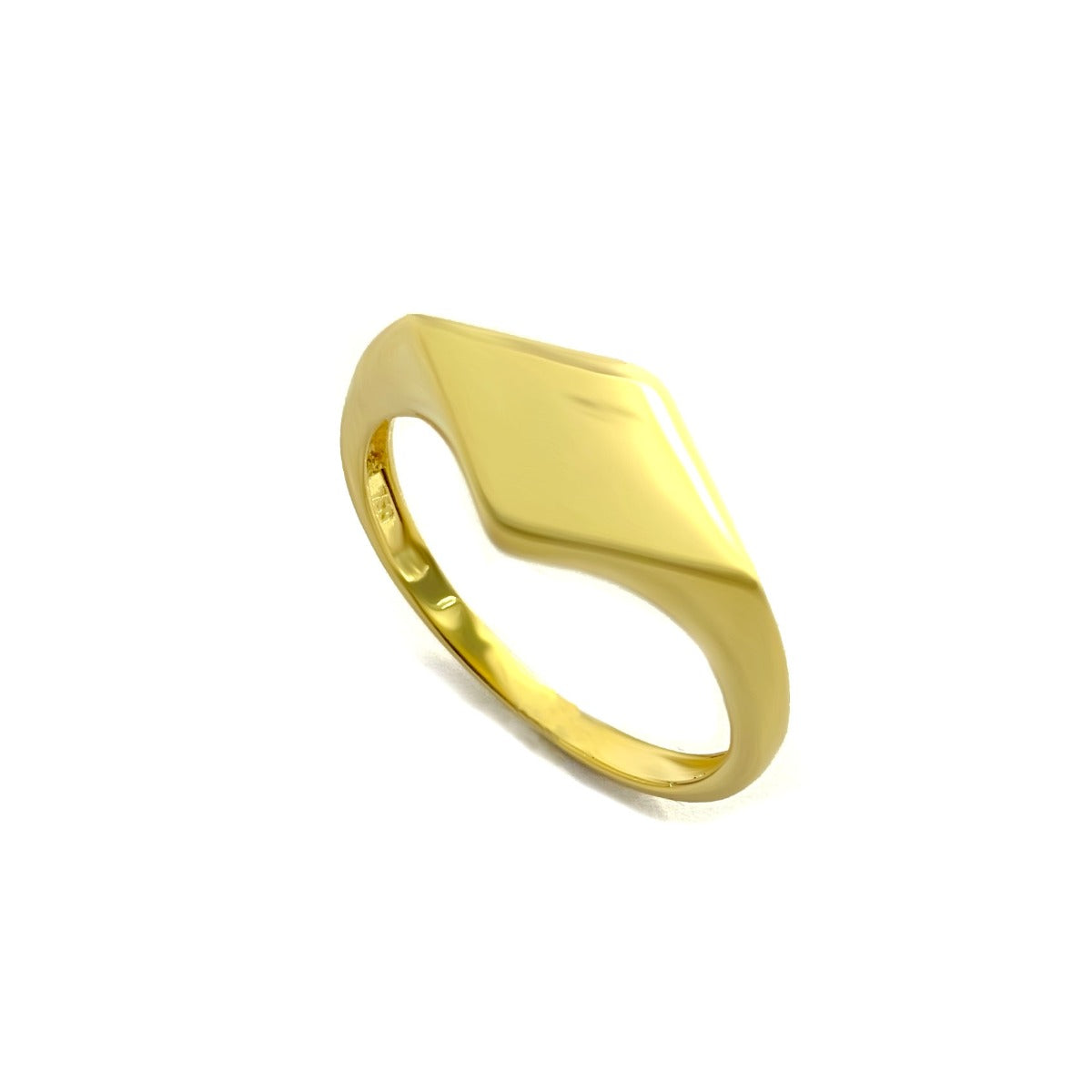 18K Solid Gold Diamond Shape Signet Design Ring | Gold | 18K Gold Jewelry