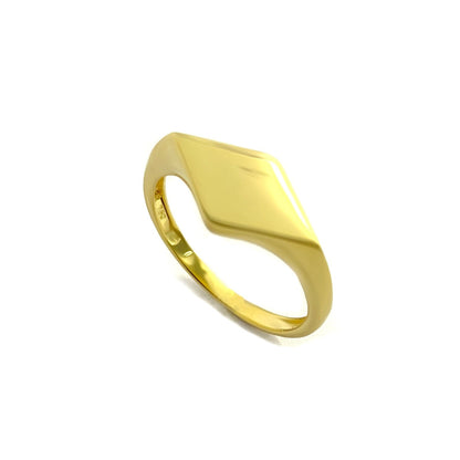 18K Solid Gold Diamond Shape Signet Design Ring | Gold | 18K Gold Jewelry