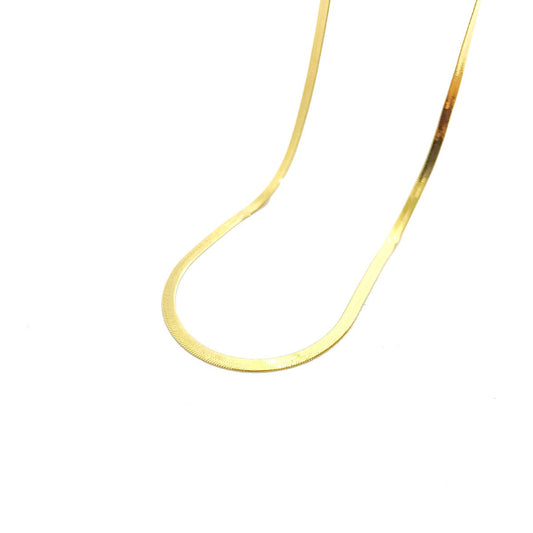18K Pure Gold Flat Snake Chain Necklace | Chain | 18K Gold Jewelry