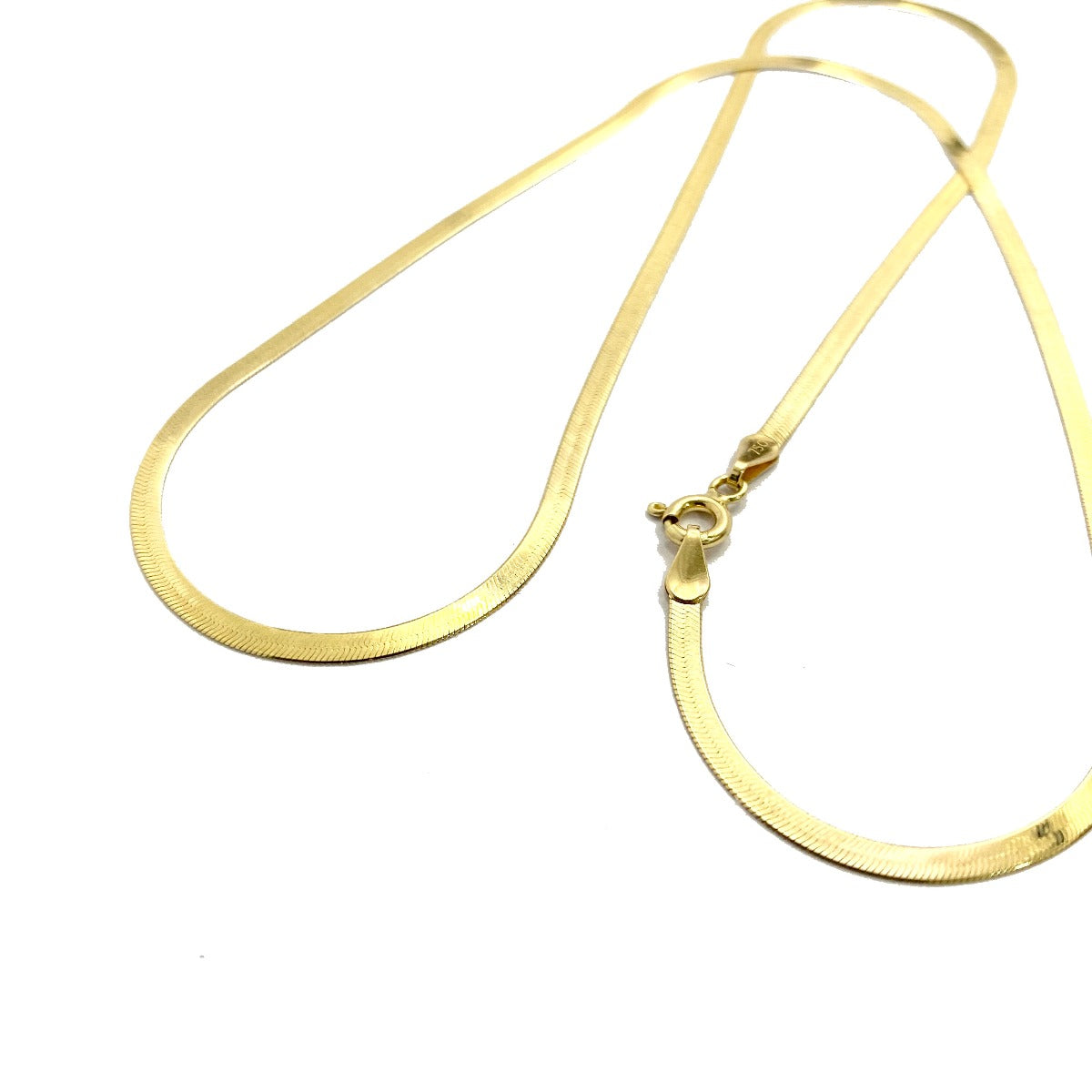 18K Pure Gold Flat Snake Chain Necklace | Chain | 18K Gold Jewelry