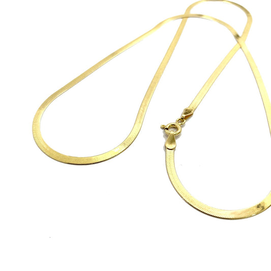 18K Pure Gold Flat Snake Chain Necklace | Chain | 18K Gold Jewelry
