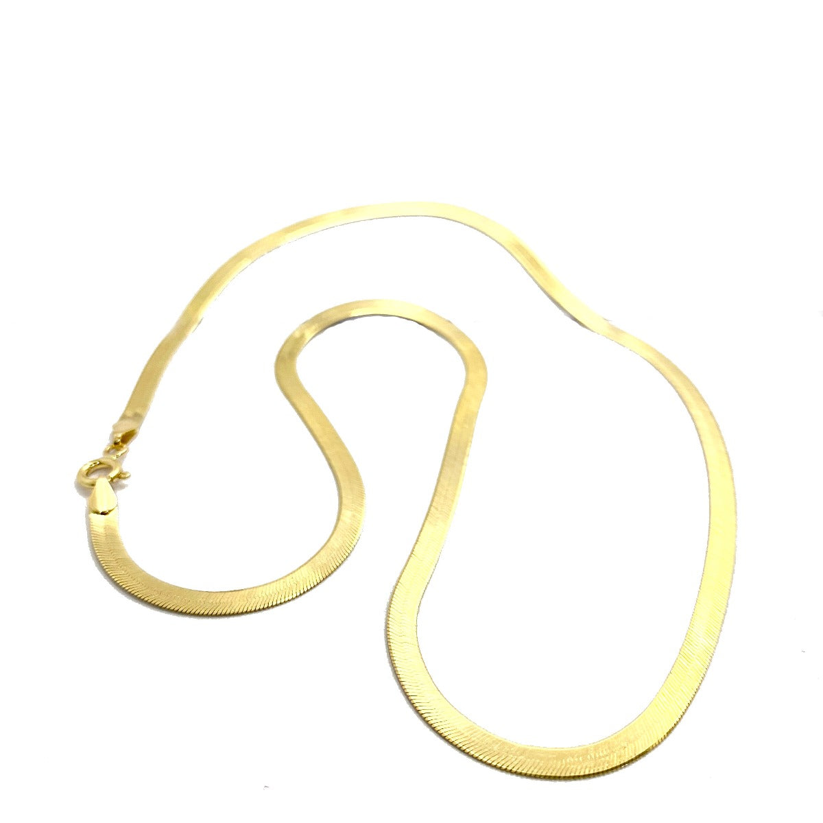 18K Pure Gold Flat Snake Chain Necklace | Chain | 18K Gold Jewelry