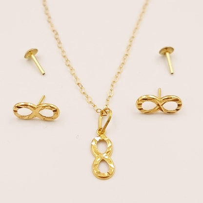 18K Pure Gold Infinity Jewelry Set | Jewelry Set | 18K Gold Jewelry
