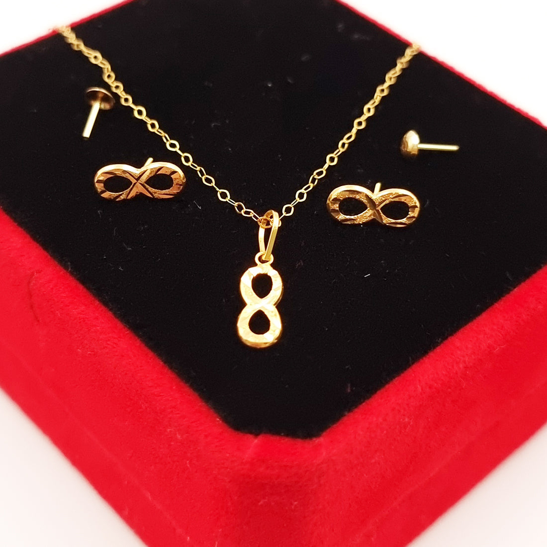 18K Pure Gold Infinity Jewelry Set