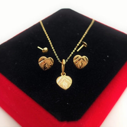 18K Pure Gold Heart Design Screw Jewelry Set | Jewelry Set | 18K Gold Jewelry