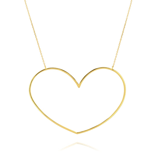 18K Pure Gold Heart Necklace