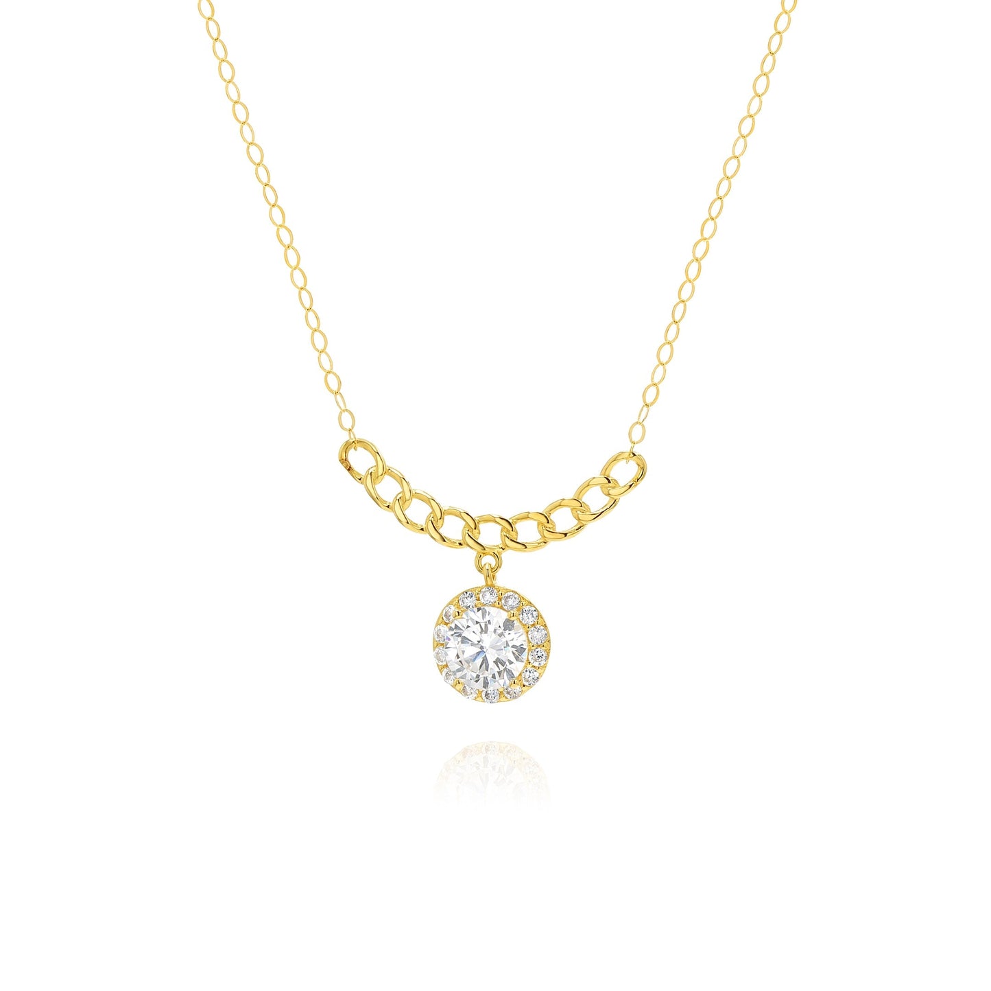 18K Pure Gold Hanging Stone Necklace